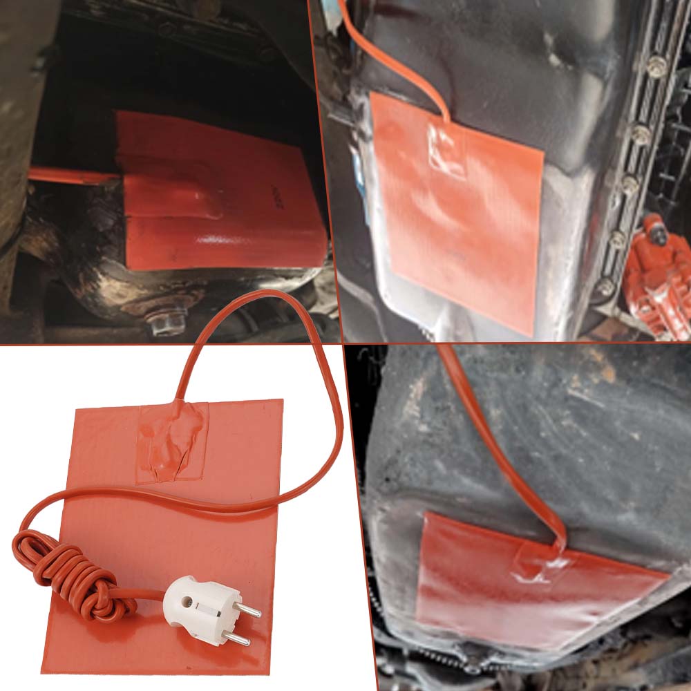 220V Engine Oil Pan Sump Tank Silicone Rubber Heating Pad 250W/300W Waterproof Heated Plate Kits For SUV Truck Car Accessories
