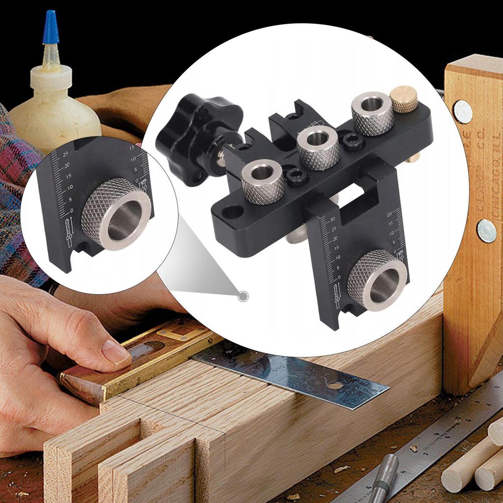 3 in 1 Dowel Jig Adjustable Template Lightweight Woodworking Joints Tool for Furniture