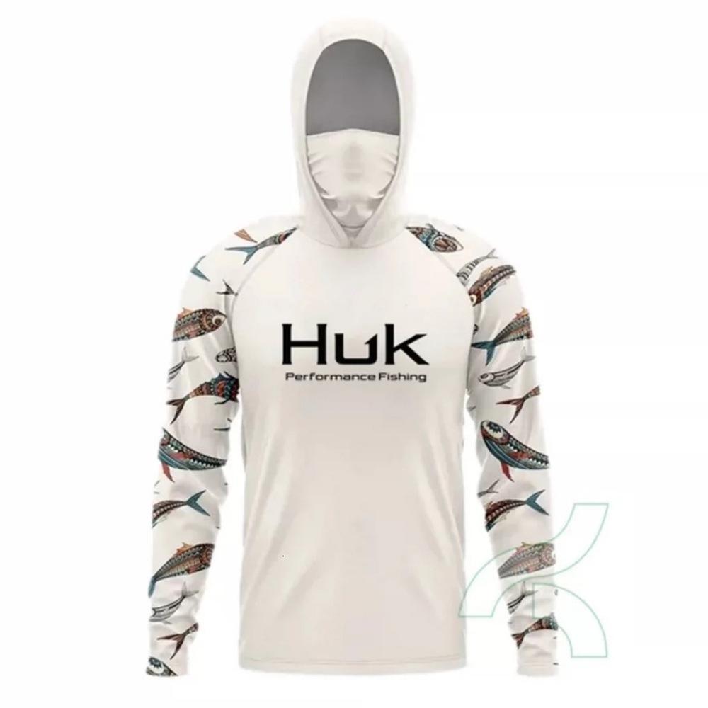 Costum de pescuit HUK pentru bărbați, transfrontalier, cu uscare rapidă, mască de praf și protecție UV, costum de pescuit ușor cu glugă, mătase de gheață