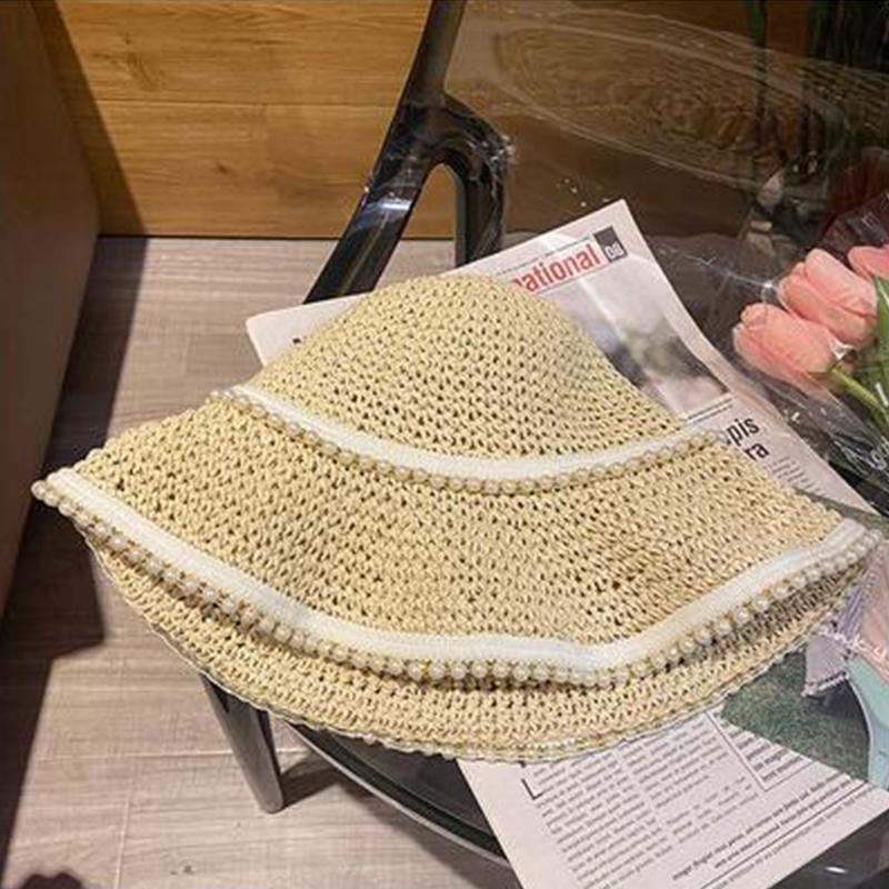 Hat Style Versatile Straw Woven Sweet Pearlwomens Sunshade Hatscaps Fisherman
