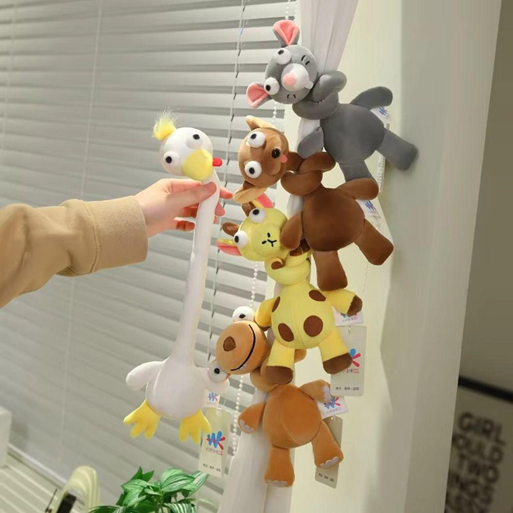 Cute Style Long Neck Giraffe Plush Keychain White Color Mouse Plush Pendant Bag Charm Decor