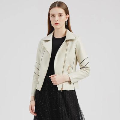 Women's Thin PU Leather Motorcycle Jacket - Spring/Autumn
