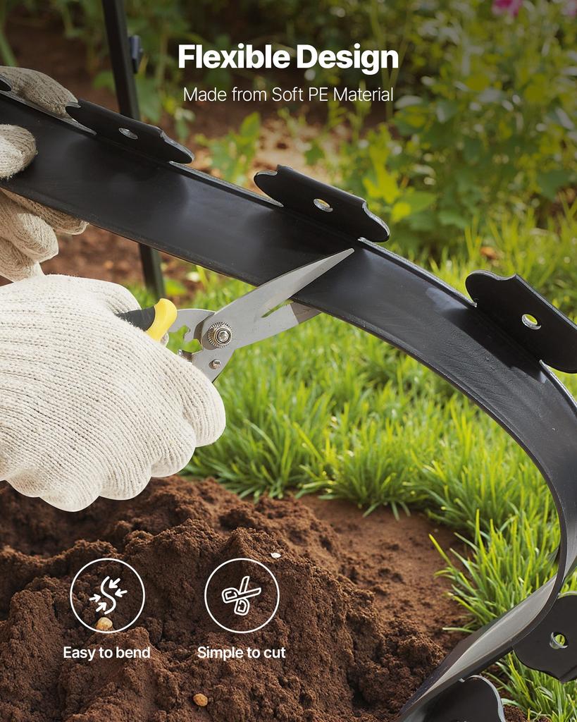 VEVOR Landscape Edging, 600 X 5 Cm Plastic Garden Border Edging with 120 Spikes, No Dig, Flexible Lawn Edgings Roll