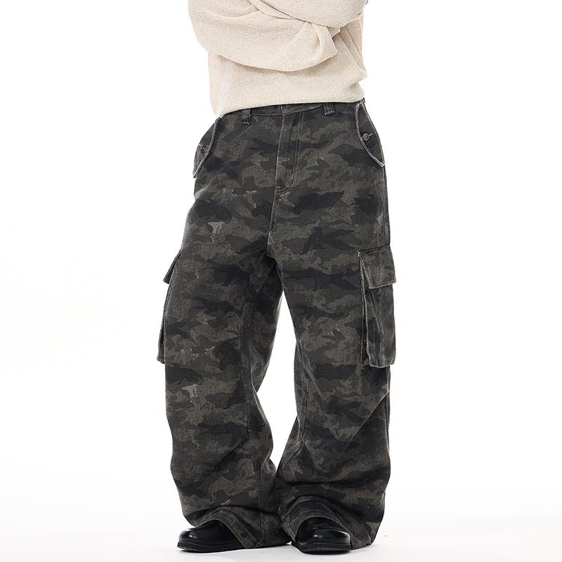 Camouflage Arbeitsjeans Herren Herbst Amerikanischer Streetstyle Vielseitig Locker Gerade Freizeit Hose