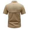 Summer Outdoor Casual Multi Pocket Workwear Short Sleeved Shirt, Outdoor Breathable Thin Shirt, Ice Silk Elastic Quick Drying Men's Shirt