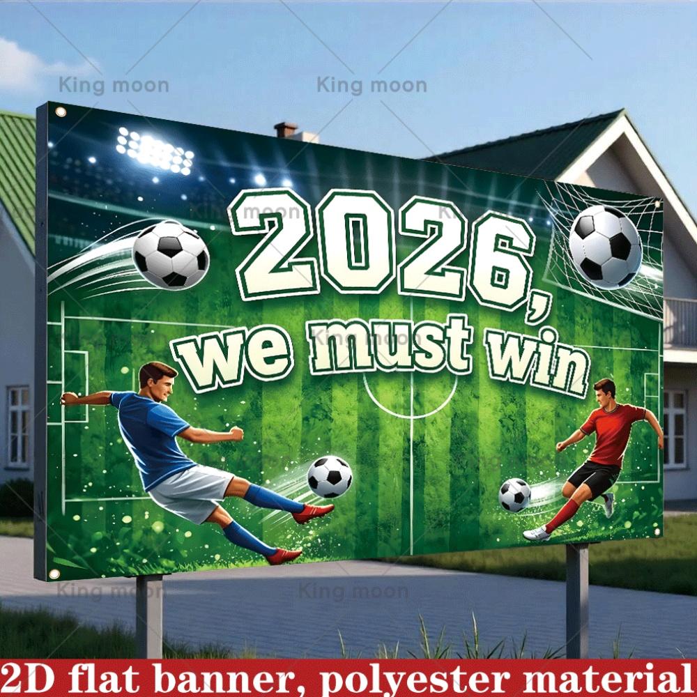 2D Flat Banner, 1 Piece. Football-themed Banner for 2026 Event, Indoor and Outdoor Sports Decoration.