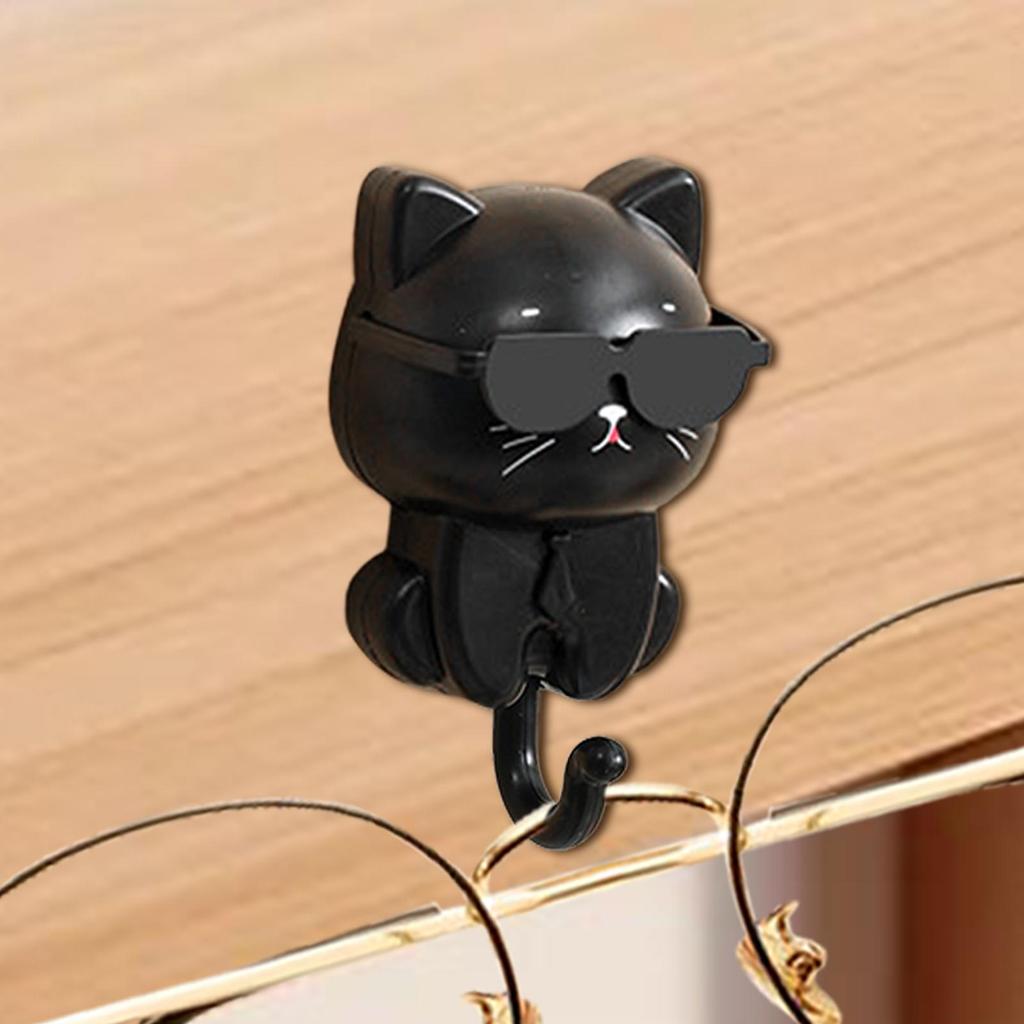 Cat Hook Clothes Hanger Key Cute Cat Sunglasses Hat Sticky Hook Double-sided Adhesive for Attaching Unmarked Key Rack