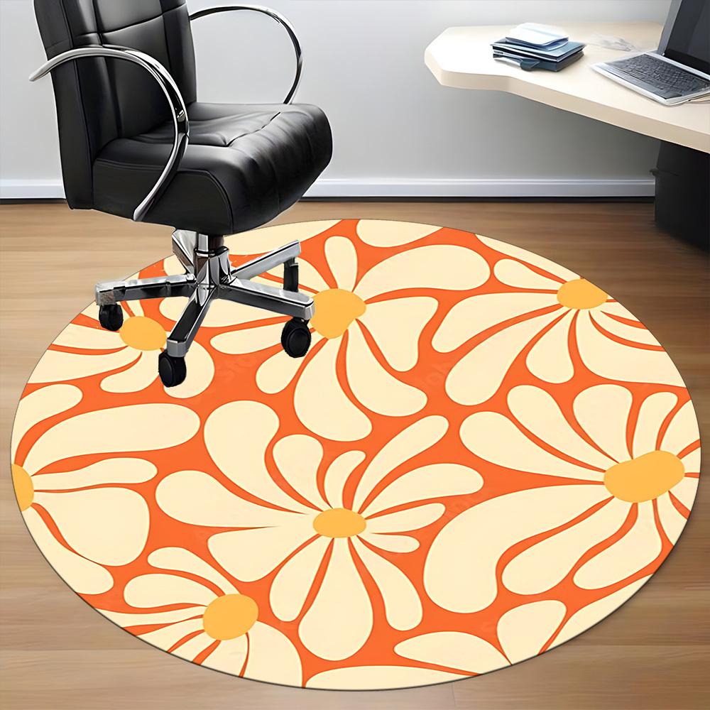 1pc Floral Pattern Office Round Area Rug, Indoor Mat Suitable For Office, Under Office Chairs Bedroom Living Room Home Decor, Room Deco