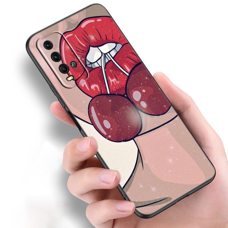 Letni Owoc Wiśnia Etui na Telefon Dla Xiaomi Redmi Note 10 9 Pro Max 10S 10T 9A 9C 9S 9T 8A 8T 8 7 Pro Miękkie TPU Czarne Etui
