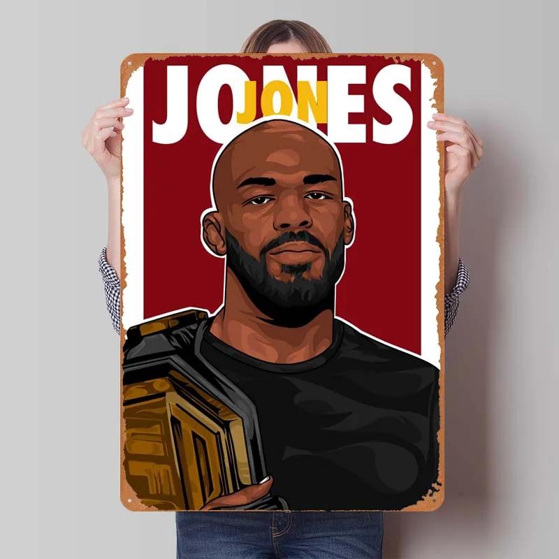 Jon Jones Metallskylt Boxningsposters Spelrumsinredning Man Vintage Plåttskylt Plakett för Väggkonst Dekoration Interiör