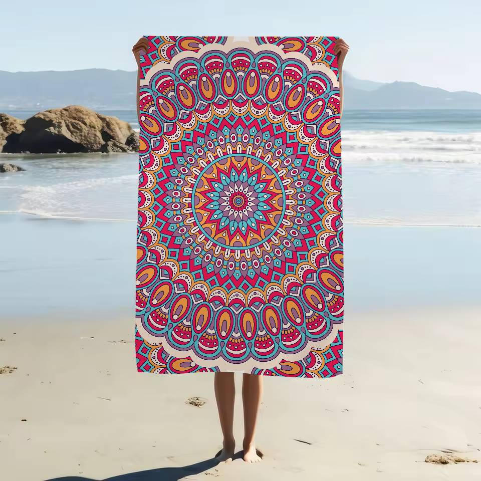 Classical Floral Pattern Bath Towel Microfiber Soft Water Absorbing Breathable For Girl Kids Decorative Cartoon Beach Towel