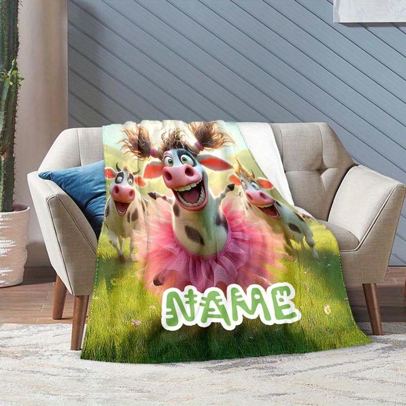 Dancing Cow Customize Your Name Blanket Warm Comfortable And Soft Blankets Are Suitable For Home Lunch Break Blanket Office Sofa Sofa Gift To
