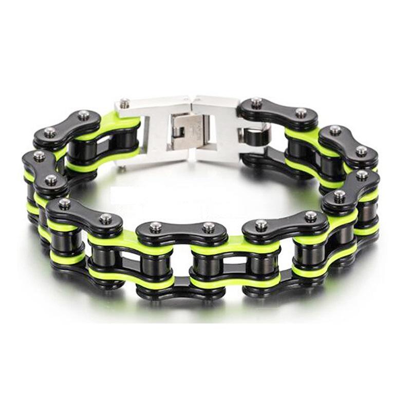 Punk Pulseiras e Braceletes Laranja de Bicicleta para Homem Preto Corrente de Motocicleta Pulseira Homem Mulher Aço Inoxidável Joias de Pulso Biker
