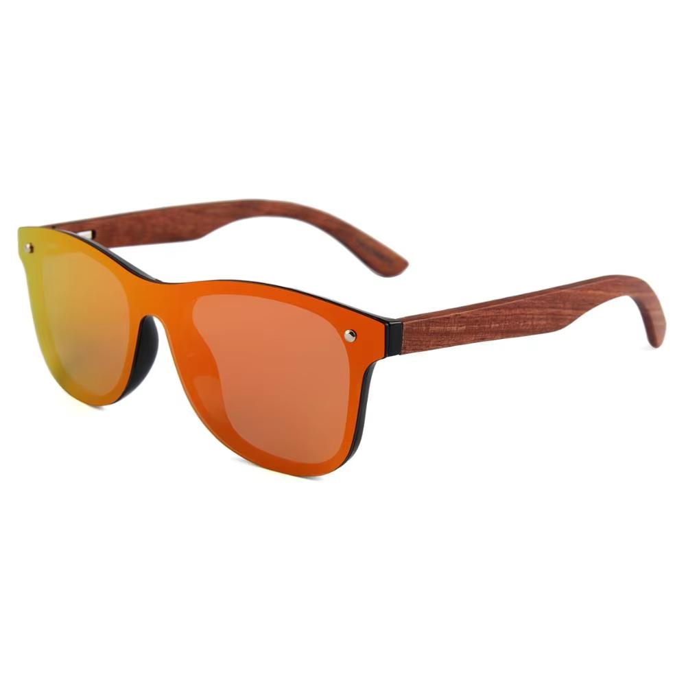 Factory Custom Logo Wooden Colorful Sun Glasses TAC Polarized Lenses UV400 Protection Comfortable Unisex Fashion PC&Orange