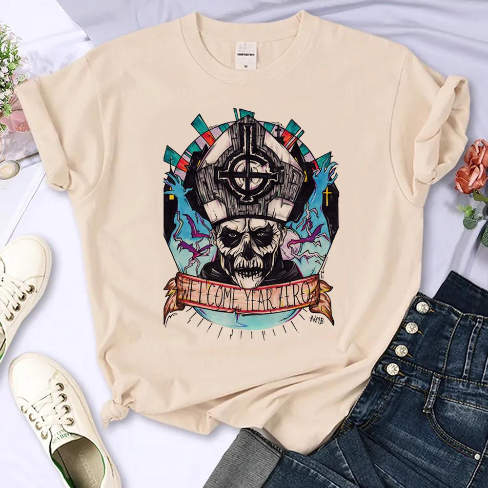 Ghost Band Top Women Designer T Shirt Female Japanese Manga Y2k Clothes