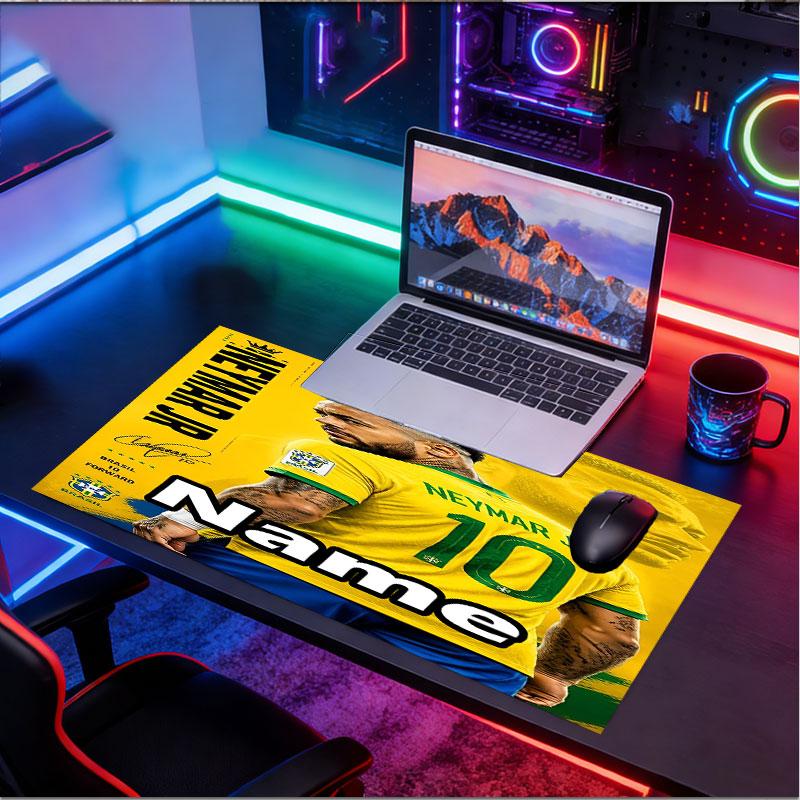 Custom Name Personalized Neymar Jr Pattern Mousepad, Laptop PC Desk Mat, Decorative Desk Mat for Home Keyboard Pad Gift