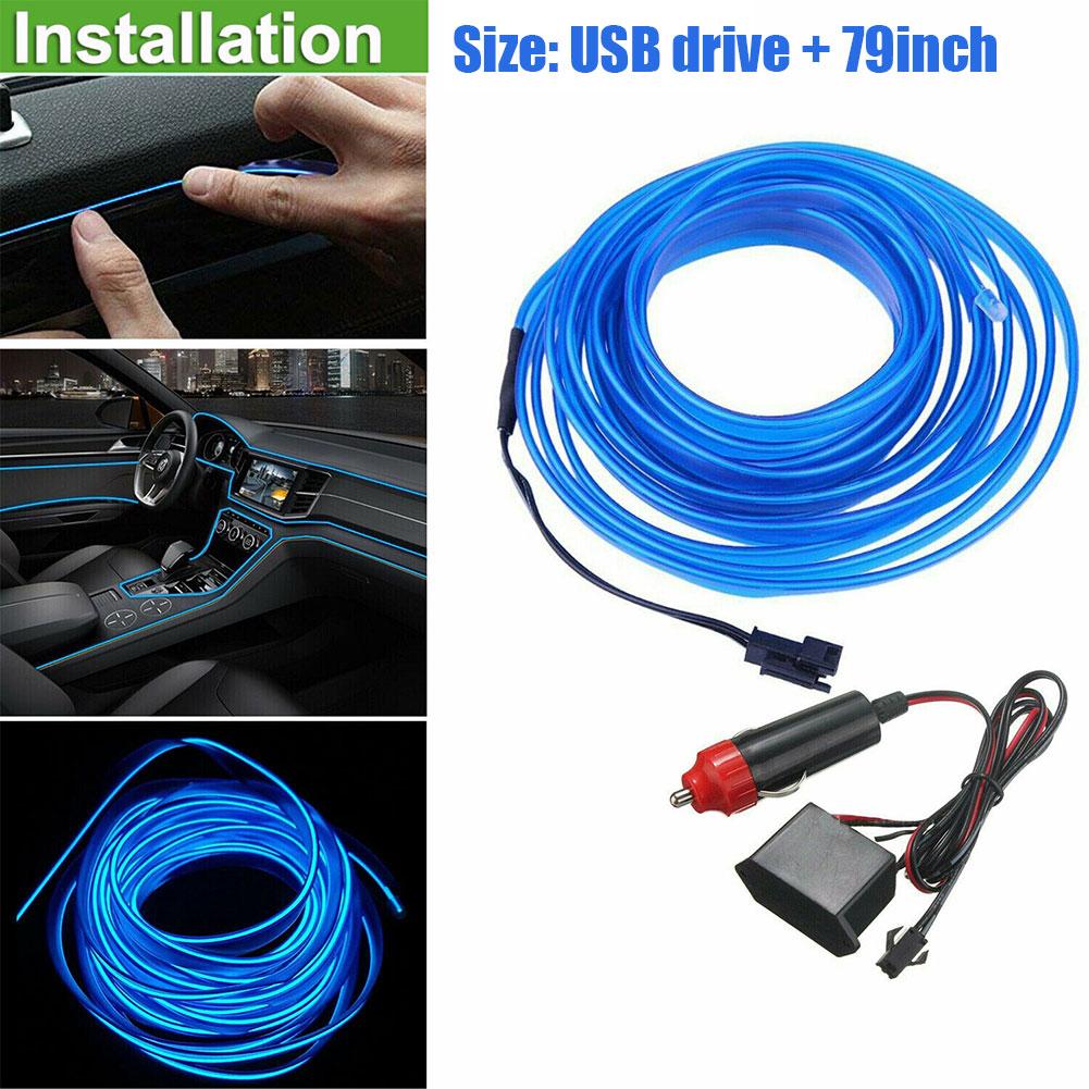 LED Car Light Lamp Flexible Auto Interior Decorative Atmosphere Wire Strip Cold LED Light