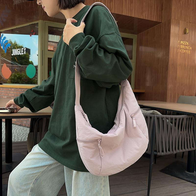 Trendy Cow Horn Bag With Durable Nylon And Zip Closure For Daily Casual Outfits
