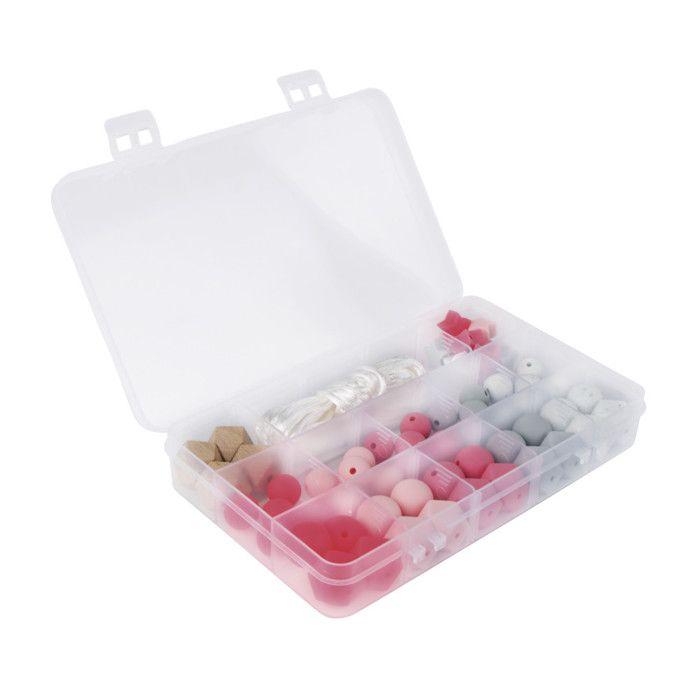 Perles en silicone - RAYHER - 14860258 - 61 pièces - Cordon d'enfilage - Mixte