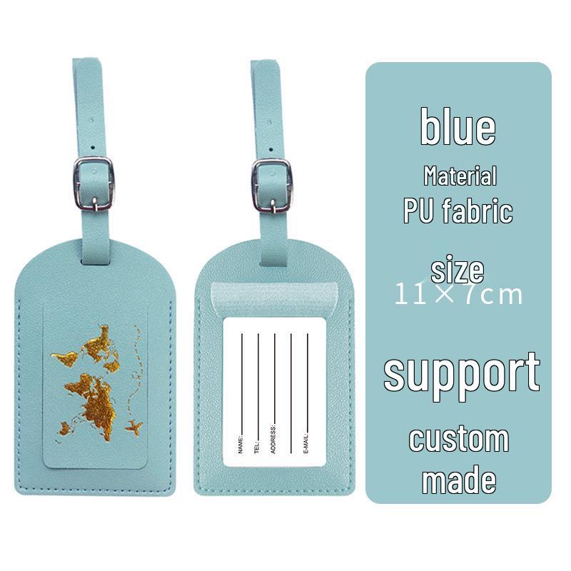 Thickened PU Leather Map-Stamped Luggage Tag & Passport Holder Set