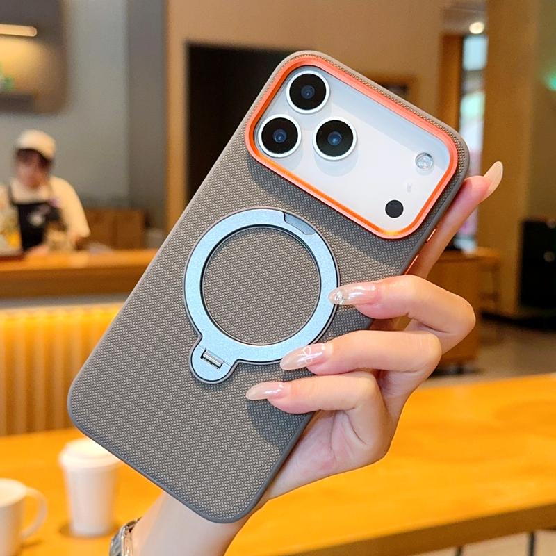 

For iPhone 17 Pro Max 17 Air Case Magnetic Rotatable Metal Finger Ring Stand TPU+PC Matte Kickstand Cover for iPhone17 iPhone17 Pro