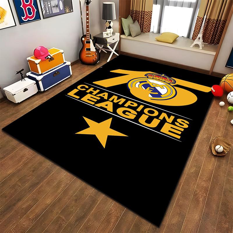 "Tappeto Nero con Logo Champions League e Design a Stelle" Adatto per l'uso come antiscivolo per soggiorno, camera da letto, divani