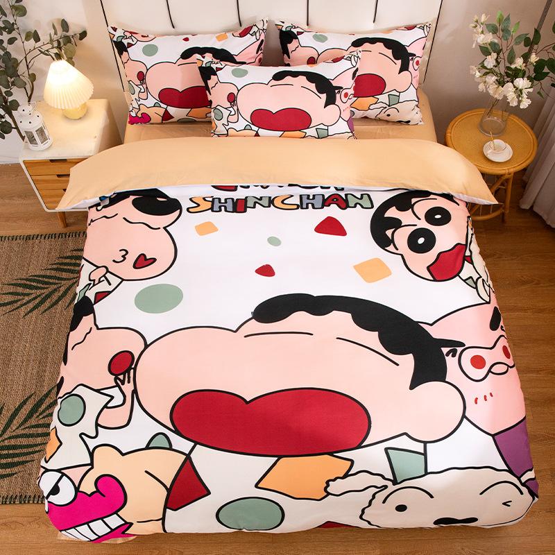 Boy Girl Crayon Shin-chan Bedding Set Pillowcase 2/3/pcs Shin-chan Duvet Cover Adult Children Gift Single Double Large Size