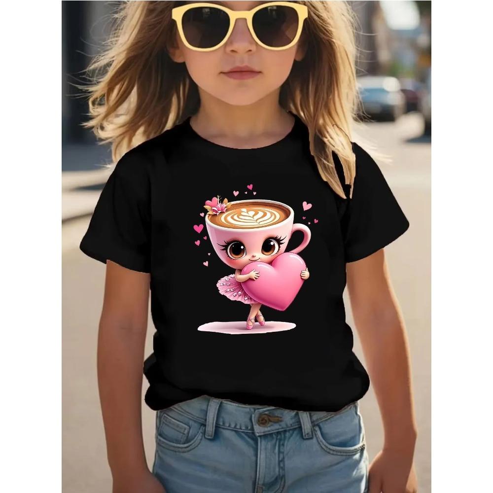 Детская повседневная футболка с коротким рукавом BALLERINA CAPPUCCINA с золотыми буквами, мультяшная балерина, принт капучино, топ 150