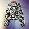 WTEMPO Dámské jarní podzimní kabáty s dlouhým rukávem s leopardím potiskem, velká velikost, volný střih, streetwearové krátké bundy s kapucí