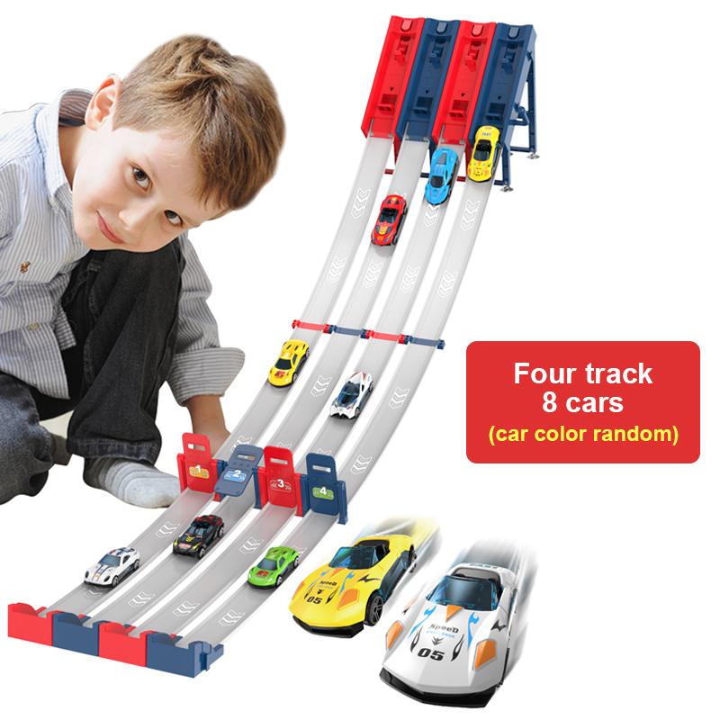 2/4/8 Cars Set Racing One-Click Catapult Track Kids Toys Multiplayer Roller Coaster Parent-Child Interaction Dual-Mode Gameplay