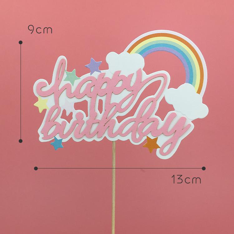 Happy Birthday Rainbow Cake Toppers: Stars, Clouds & Balloons
