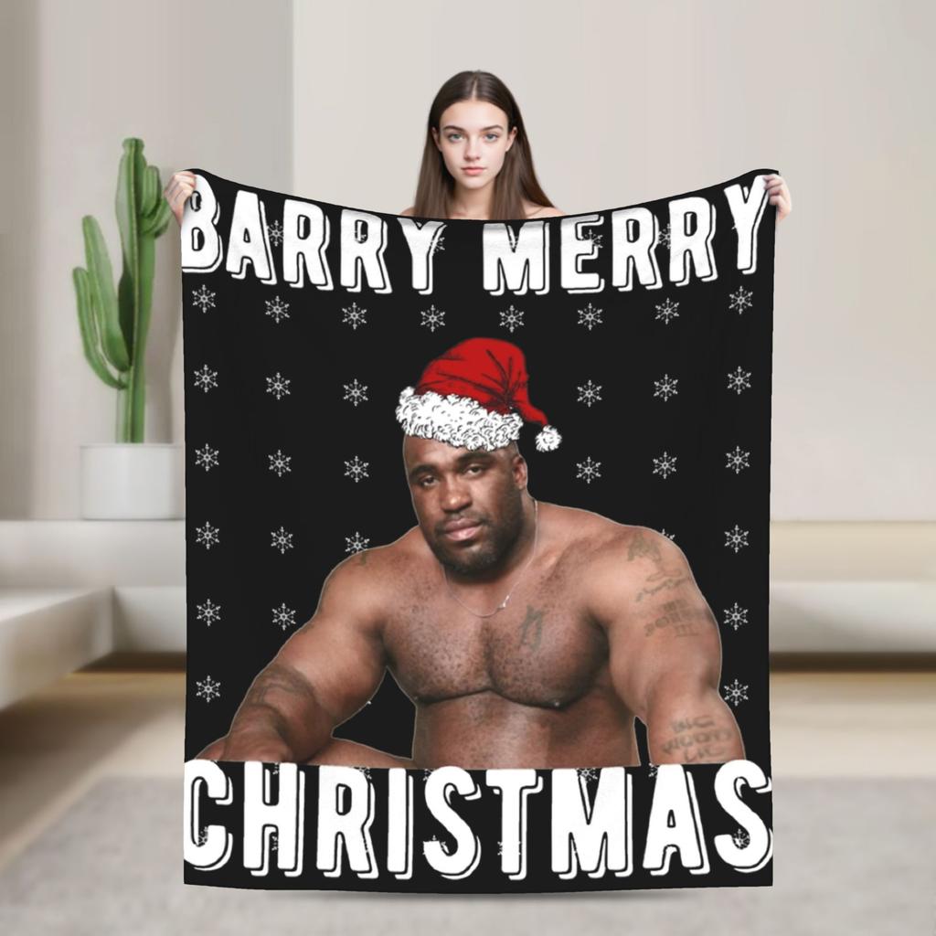 Funny Barry Wood Meme Christmas  Blanket Multiple Sizes Warm Cozy Fluffy  Throw Blankets for Couch Sofa and Bed