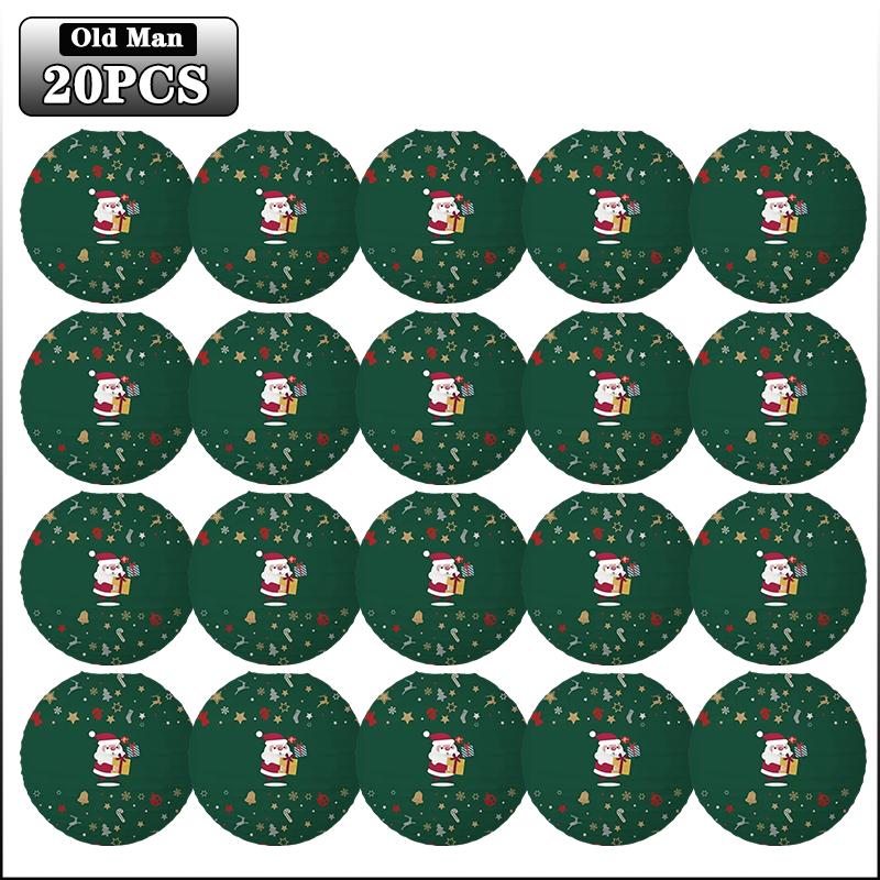 1-20PCS Christmas Paper Lanterns Santa Snowman Reindeer Hanging Lanterns for Xmas Party Decorations Holiday Home Decor Gifts