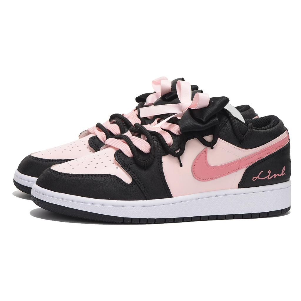 Jordan Air Jordan 1 Couverture Basse Vintage Chaussures de Basketball GS Noir Rose DX4374-008(Équipe-SBOX)