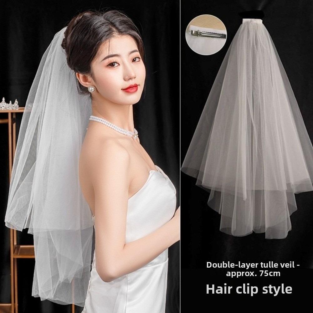 Bow Wedding Veil Pearl Accessories Women's Tulle New Bridal Veil  Bridal Photoshoot