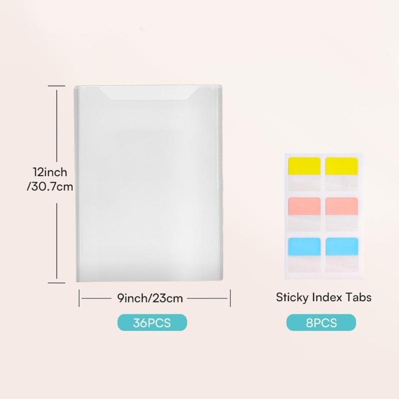Set mit 36 Polypropylen-Blattschutzhüllen Bürobedarf Organizer Ideal zum Abheften und Schützen wichtiger Dokumente
