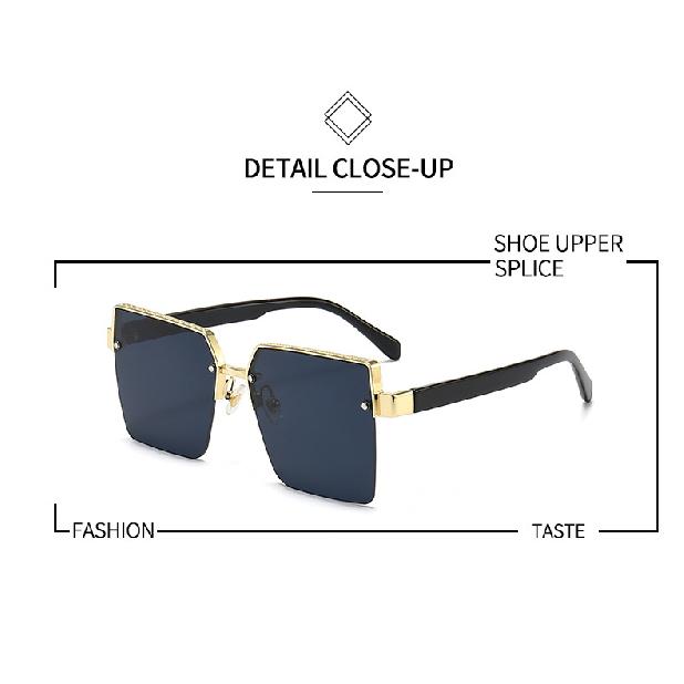 Cool Square Sunglasses, Metal Half-Frame Sunglasses, Sunshades