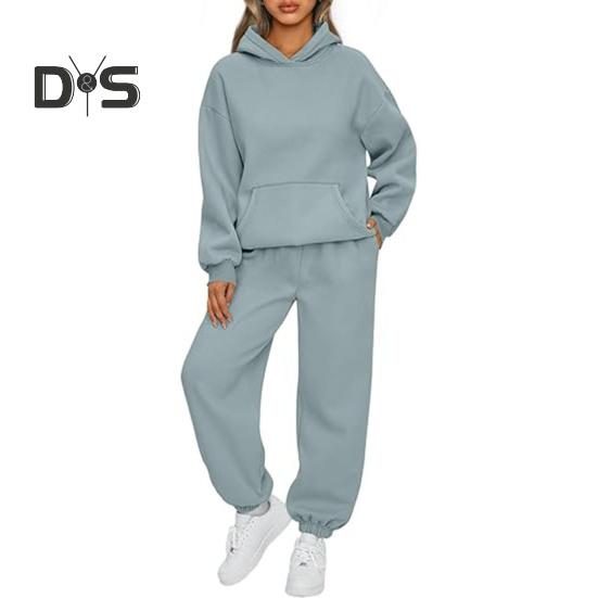 

Женский спортивный комплект из 2 предметов, топ и брюки, с капюшоном и длинным рукавом, однотонная толстовка с капюшоном, эластичная талия, свободные брюки с резинкой на щиколотке, повседневный спортивный костюм для фитнеса, повседневный XXXL светло-зелен