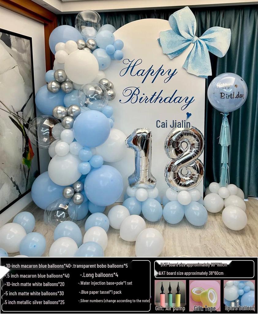 18th Birthday Party Decoration Set: Balloon Background Wall for Boys or Girls