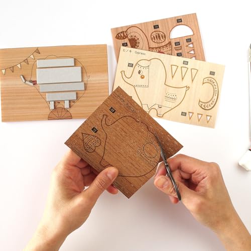 KINOWA "Miracle Circus" Wood Collage Original Handmade Kit Elephant Made in Japan
