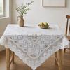 White Lace Tablecloth, Square Scalloped Floral Lace Doily, Elegant Vintage Table Cover for Nightstand End Table Tea Party Home Decor