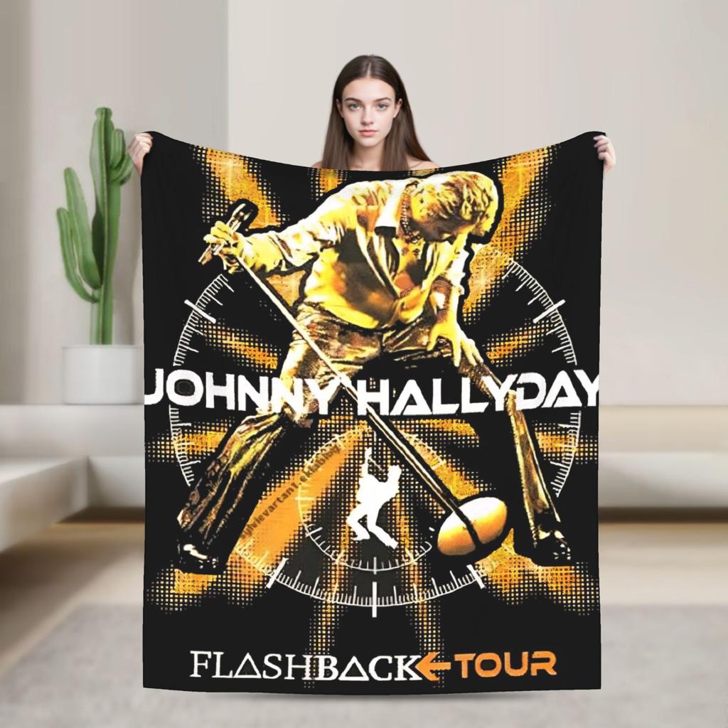 Rock Star Johnny Hallyday Blanket Quality Warm  Bedding Throws Winter Decorative Couch Chair Pattern Bedspread