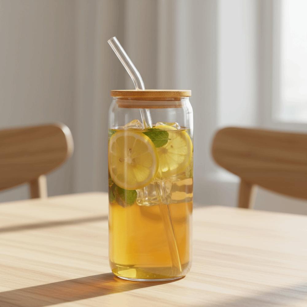 500/600 ML Glass Drink Cup With Straw and Lid Glass Straw Cup Fashion Bubble Tea Cup Milk Tea