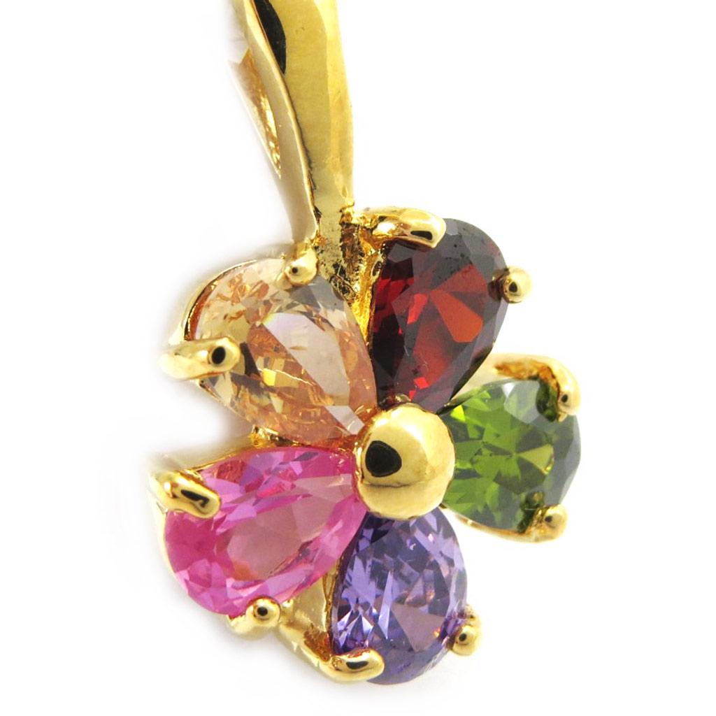 Les Trésors De Lily [G7639] - Tutti Frutti 'Crystal Flower' Gold Plated Pendant