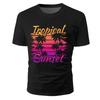 Unisexs Tropical Sunset Letter D Printed Tshirt Sunset Coconut Tree Graphic T Shirt Summer Casual Short Sleeve Crew Neck Tee Top