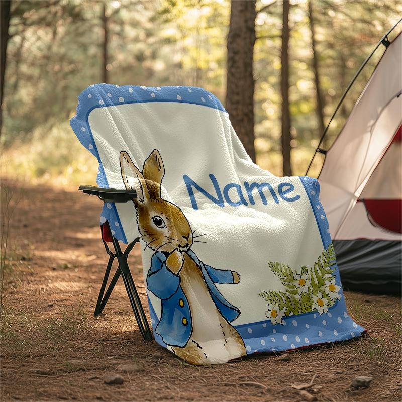 Personalized Custom Name Blanket - Peter Rabbit Print Design,Blanket for Sofa,Bed,Travel,Camping - Soft and Warm, Great Gift