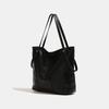 Elegant Black Soft Leather Korean-style Large Shoulder Bag for Women, 2024 New Model, Large Capacity Tote Bag for Commuting and School