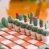 1/2 Sets Cactus Chess Game with Roll-up Chessboard Portable Travel 3D Printed Cactus Board Game Educational Chess Toy Decoration Plant Lovers Gift