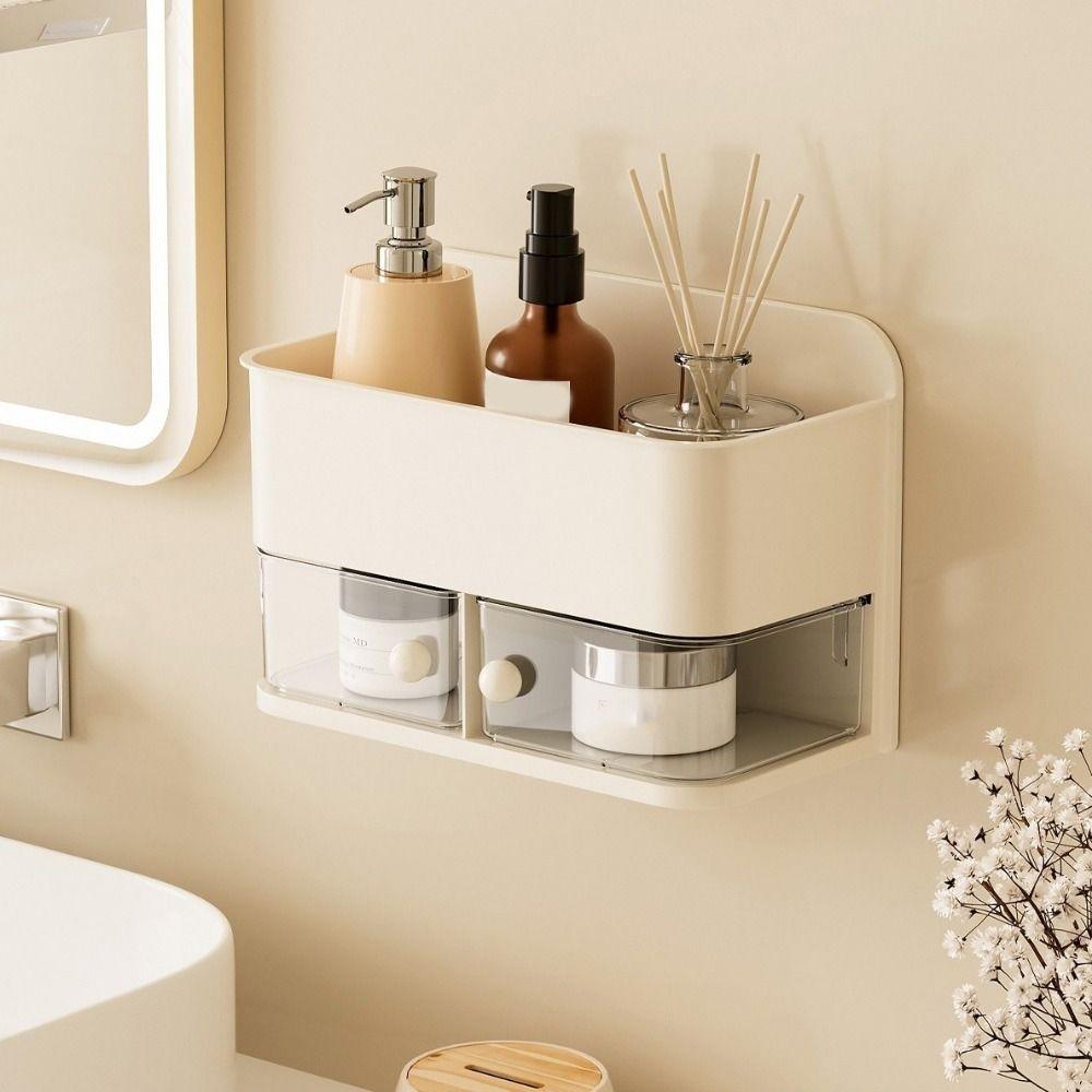 Space Saving Rotatable Wall Mounted Storage Box Large Capacity Condiment Storage Box Bathroom