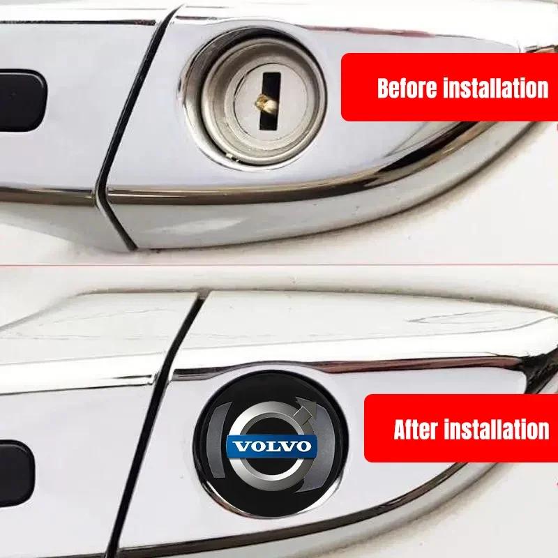 4 pegatinas protectoras antipolvo para el núcleo de la cerradura de la puerta del coche Volvo S40 S60 S90 XC40 XC60 XC90 V40 V50 V60 V90 C30 C70 S80 V70